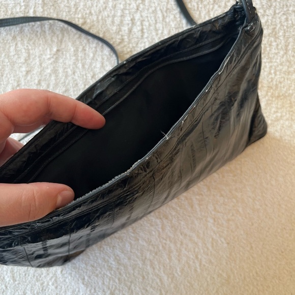 Vintage EL-ELEGANCE Black Glossy Shoulder Bag - Picture 10 of 16